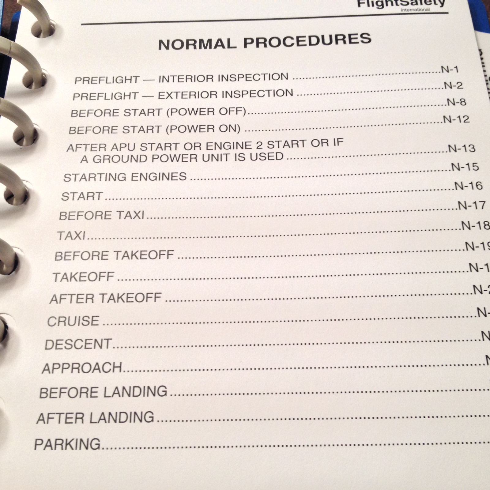 Falcon 900C Normal Procedures Pilot Checklist