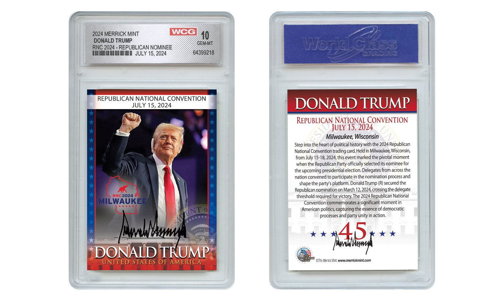 DONALD TRUMP 2024 Republican National Convention RNC Card - Graded GEM MINT 10