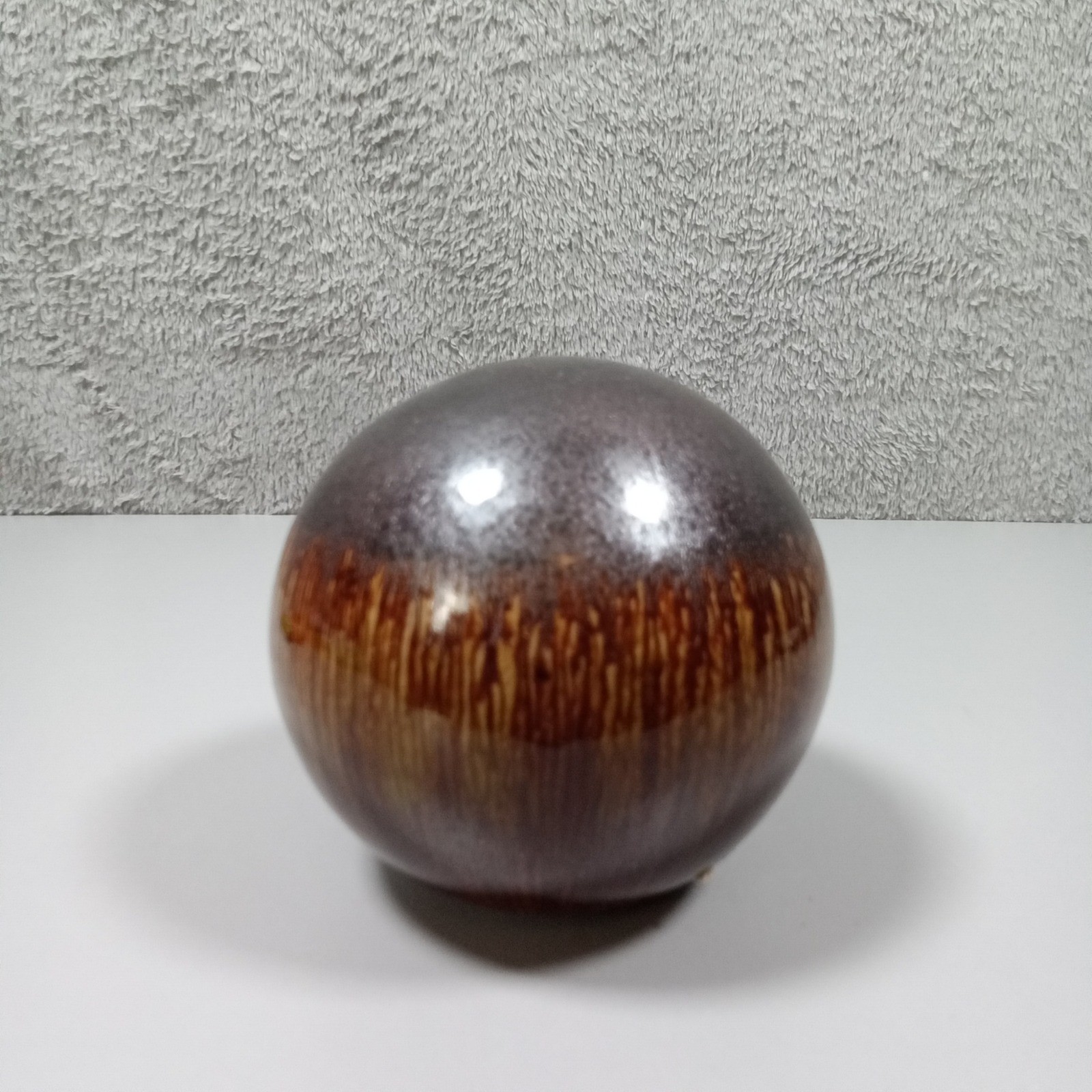Brown Drip Glaze Ceramic Decorative Orb Sphere Bowl Filler 4 Inch Home Decor