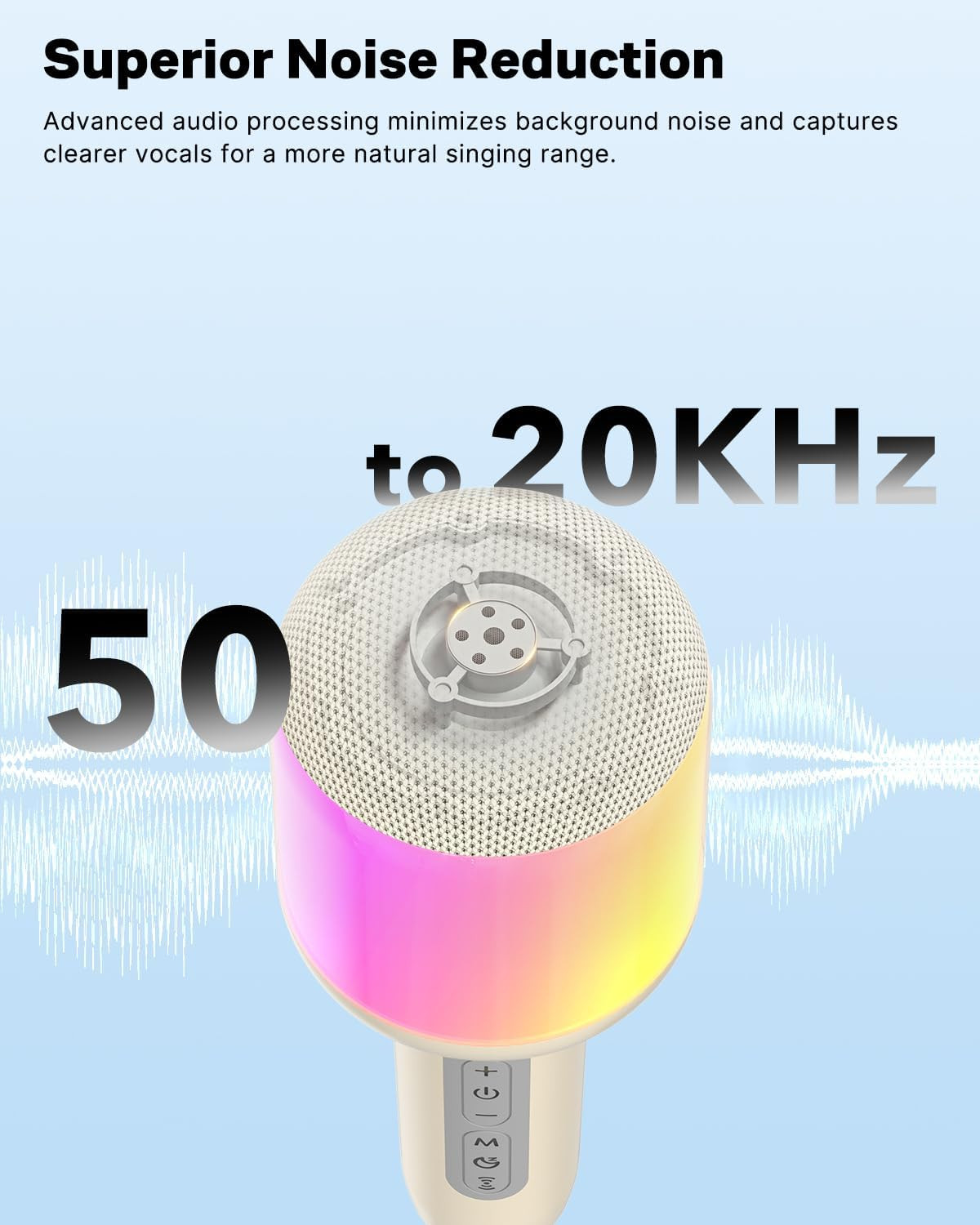 Wireless Bluetooth Karaoke Microphone with Dynamic Lights, Portable Handheld Mic