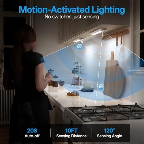under Cabinet Lights Wireless with Remote Control Dimmable Battery Operated LED