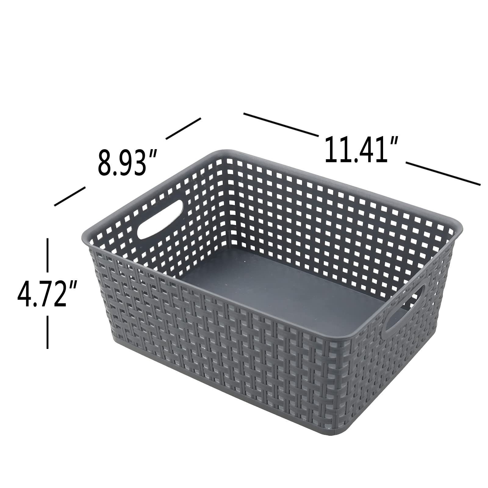 4-Pack Plastic Storage Basket, Gray Organizer Bin