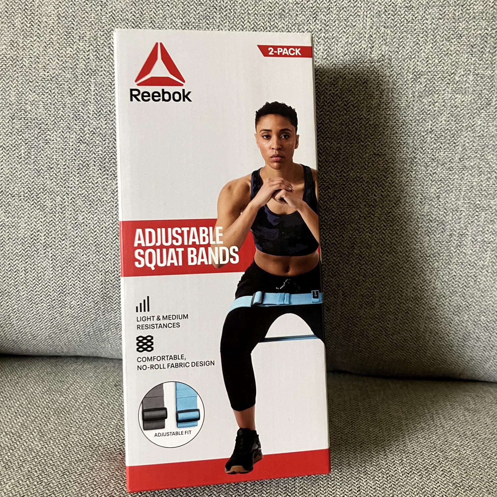 2 Pack Reebok Light & Medium Resistance Adjustable Squat Bands Workout, NIB