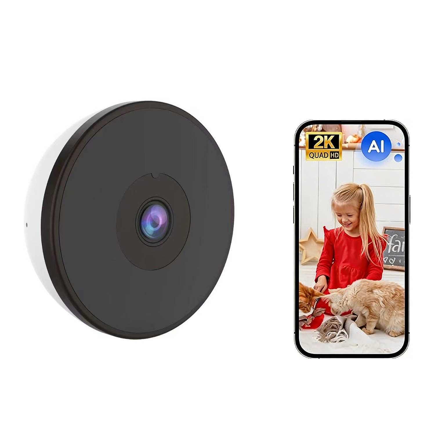 Starlight 2K Window Camera, Full Color Night Vision, WiFi Indoor Security Cam, A
