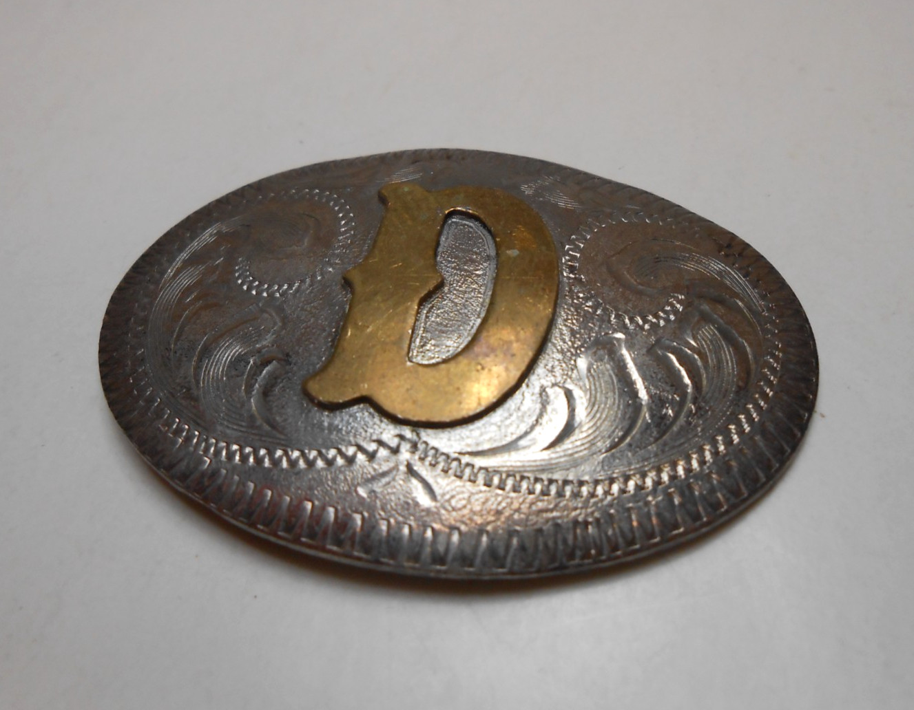 Vtg Western Style Horse Conchos Mexico Silver Overlay 4 Conchos Letter "D"