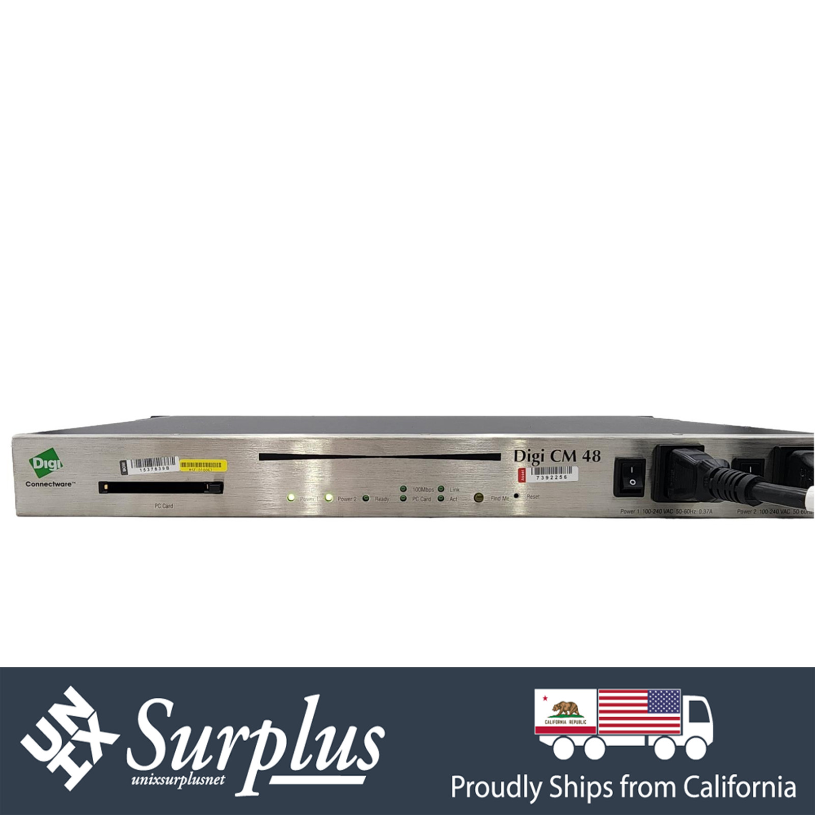 Digi CM48 48 Port RJ45 Serial Console Remote Management Terminal Server Dual PSU