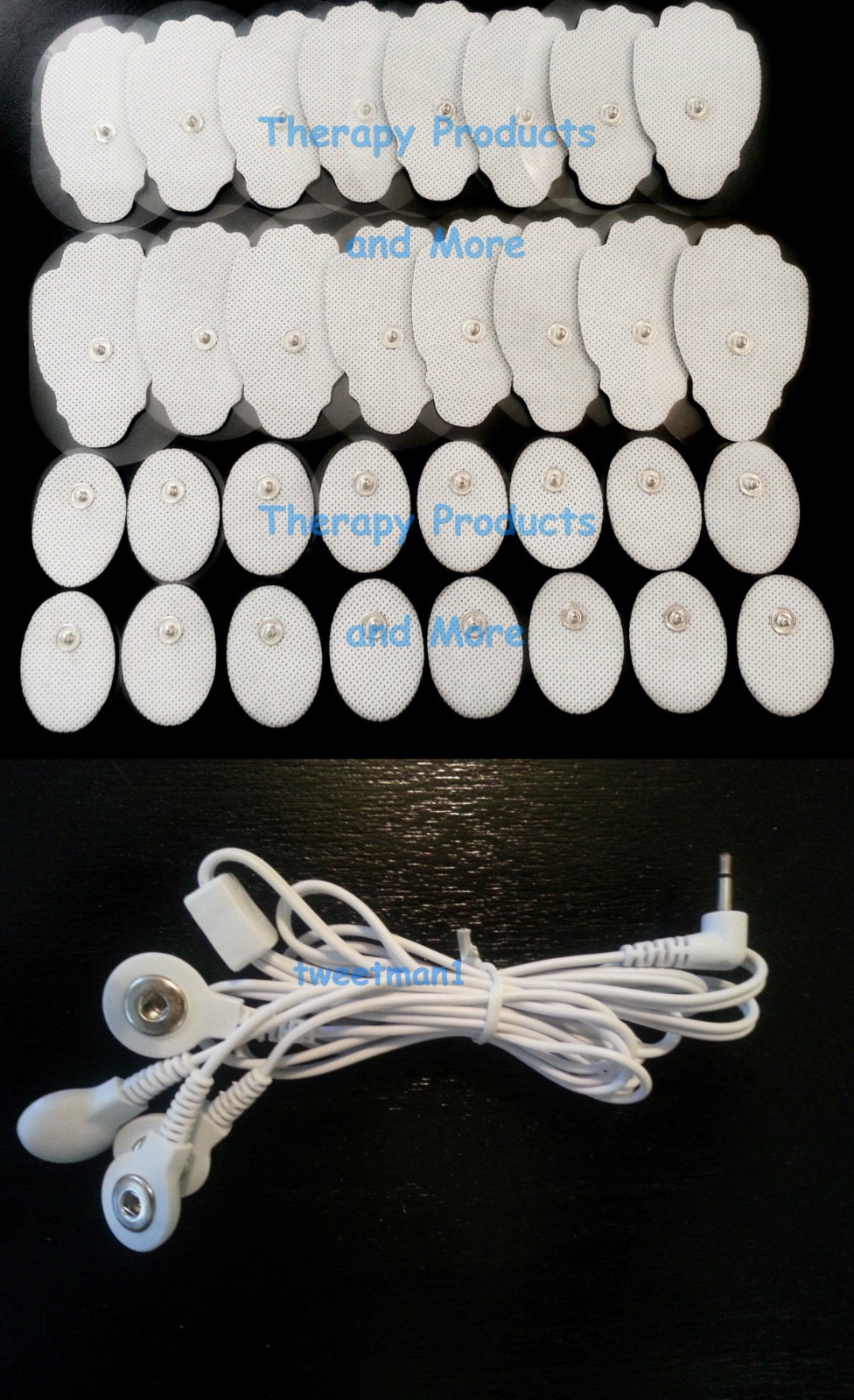 ELECTRODE LEAD CABLE (2.5mm)+16 LG, 16 SM OVAL PADS FOR PHYSICAL THERAPY MASSAGE