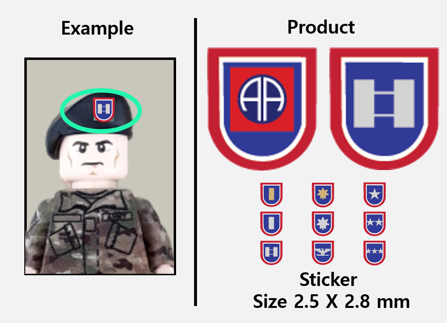 (2.5mm) 82nd Airborne Beret sticker  / US army special forces rank insignia