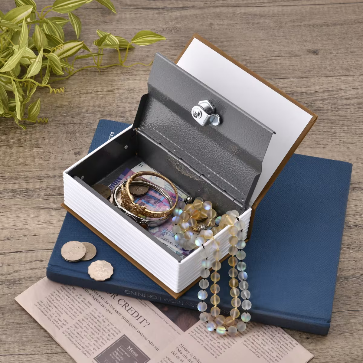 Locking Book Safe Secret Hidden Compartment Valuables Storage Stash Hide-Away