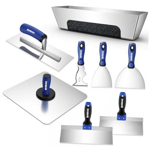 Drywall Hand Tools Kit, Drywall Knife Set with Putty Knives, Taping Knives,