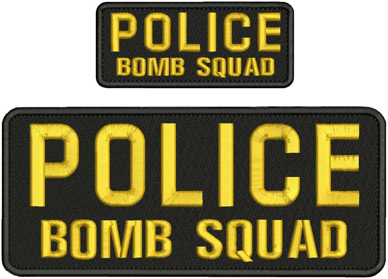 Collectible 2 Embroidery Patch Police B Squad 4x10 and 2x5 Gold On Black