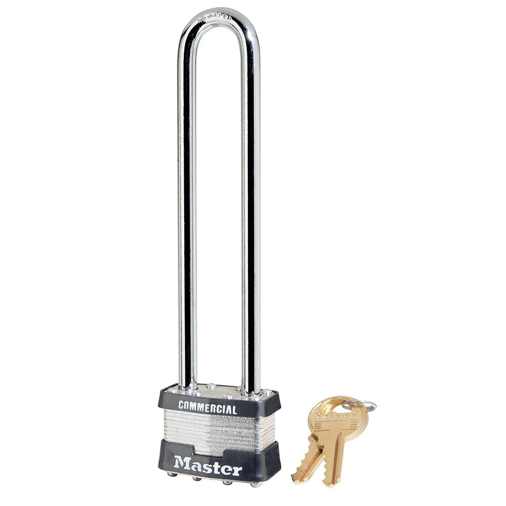 Master Lock 1LN Padlock With over 5 inch Long Shackle Steel Body