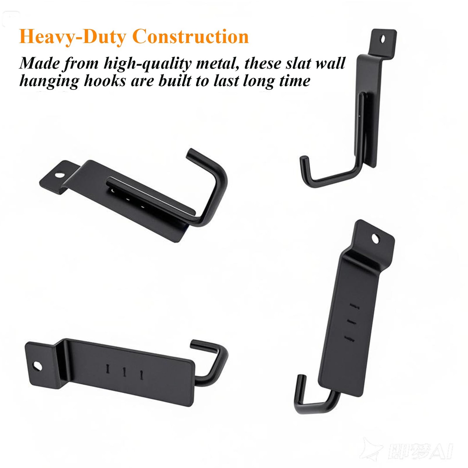 25 PCS J Shaped Slatwall Hooks Pegboard Gridwall Heavy Duty Shelf Brackets