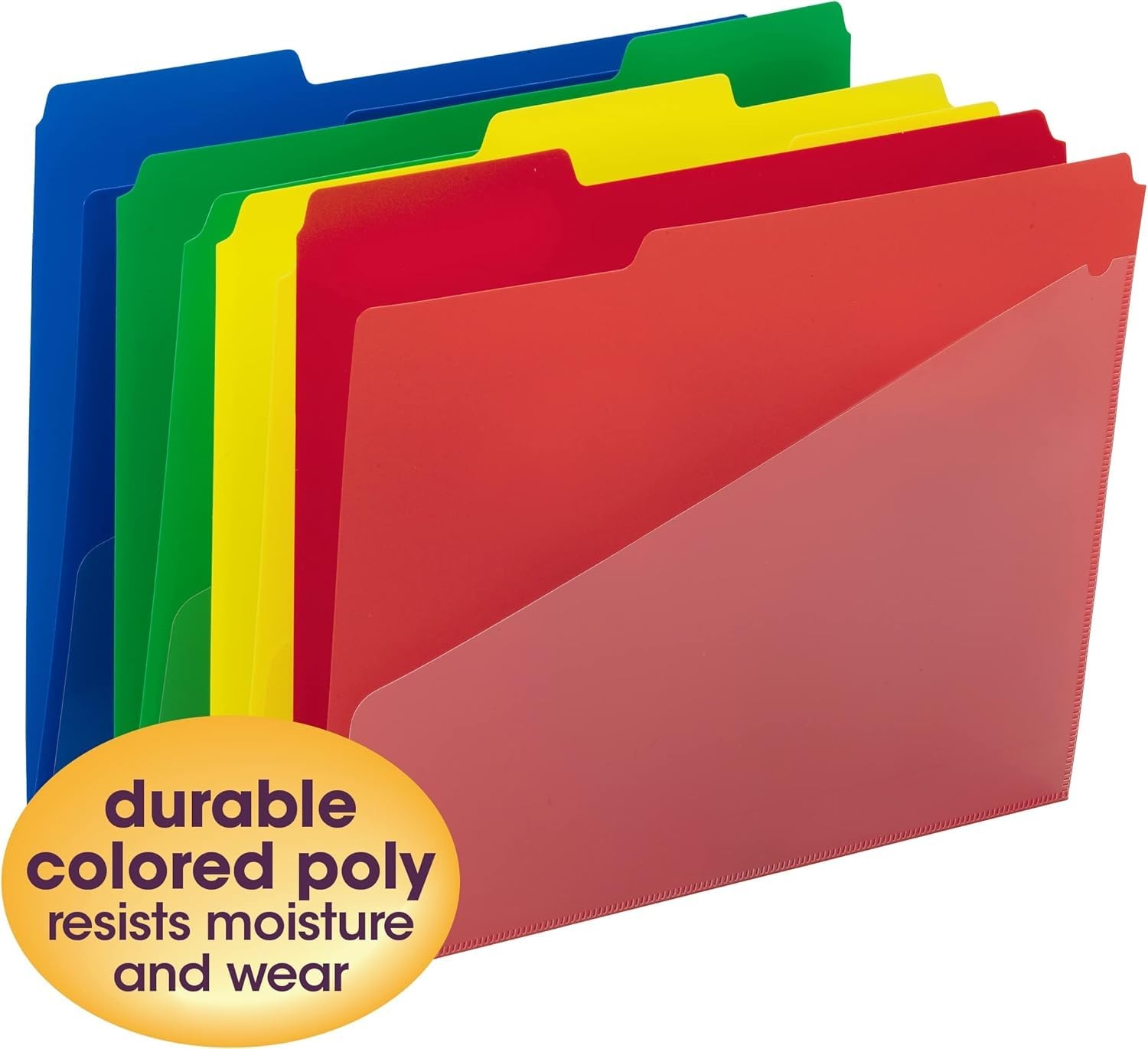 24 PCS Letter Size Poly File Folder Pocket 1/3Cut Tab Document Organizer