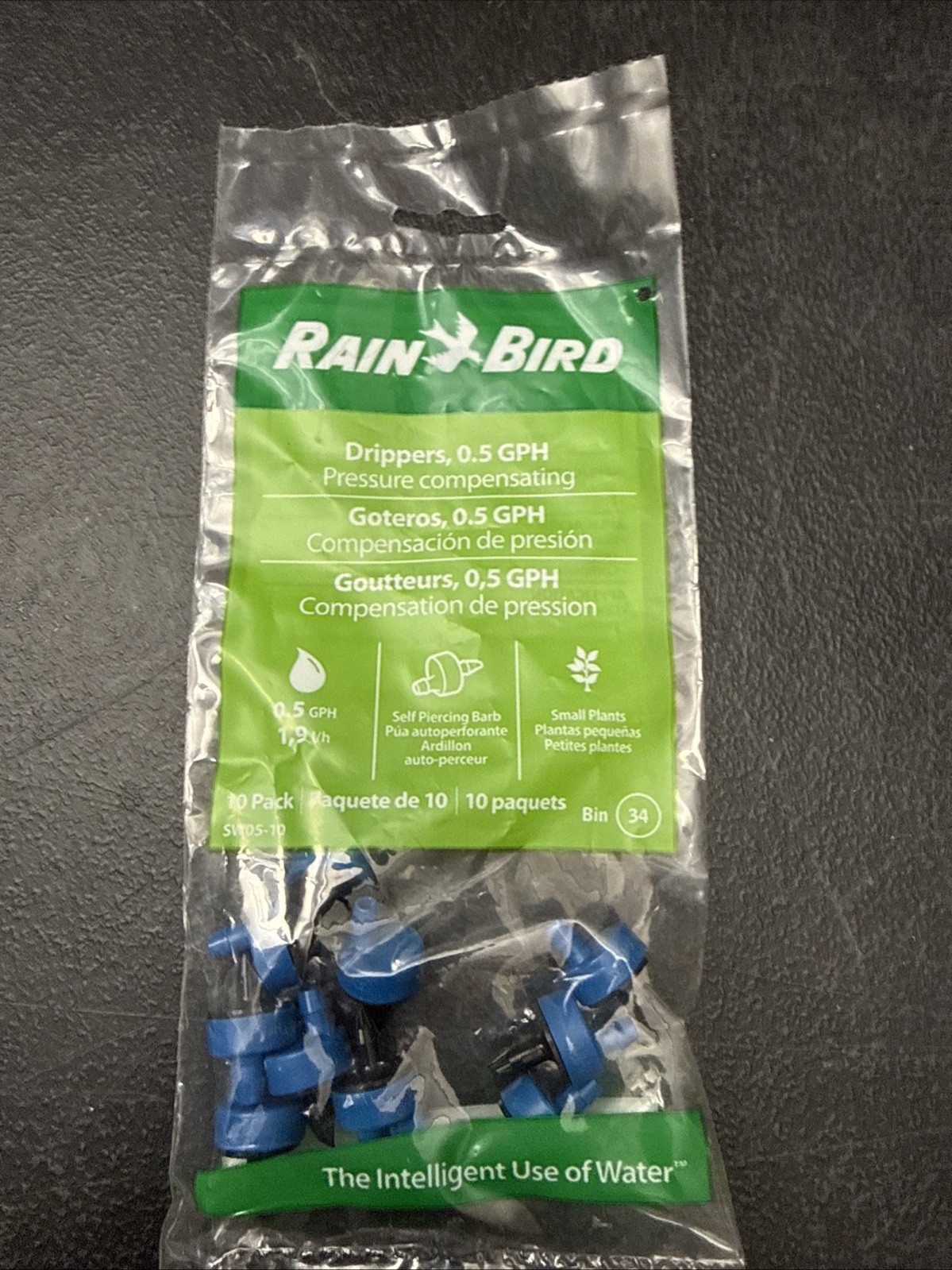 Rain Bird 0.5 GPH Pressure Compensation Sw05-10PSX Drippers(10-Pack)