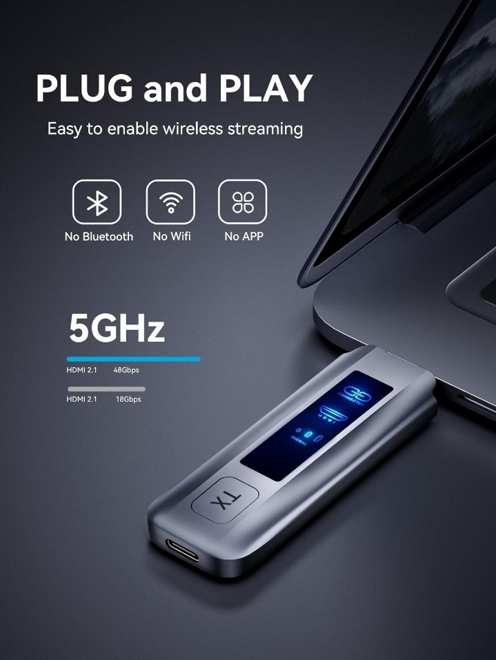 Wireless HDMI Transmitter and Receiver 4K Decode 1080P Output Ultra Low Latency