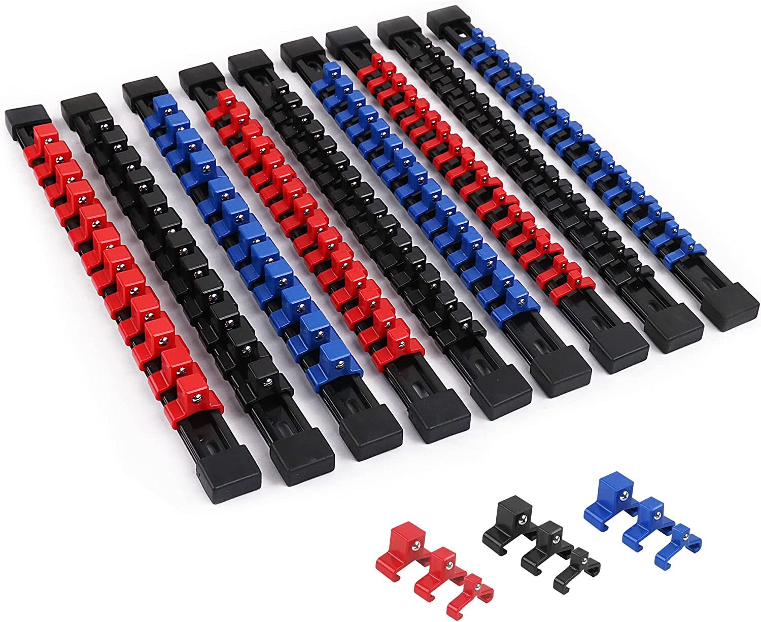 9PCS ABS Socket Organizer Portable Socket Rail Holder for Toolbox 1/4" 3/8" 1/2"