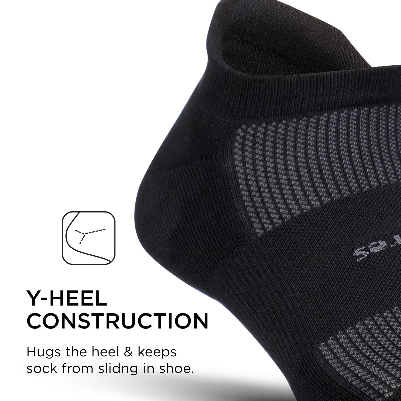 Feetures Max Cushion Ankle Tab Athletic Socks for Men & Women, Black Large