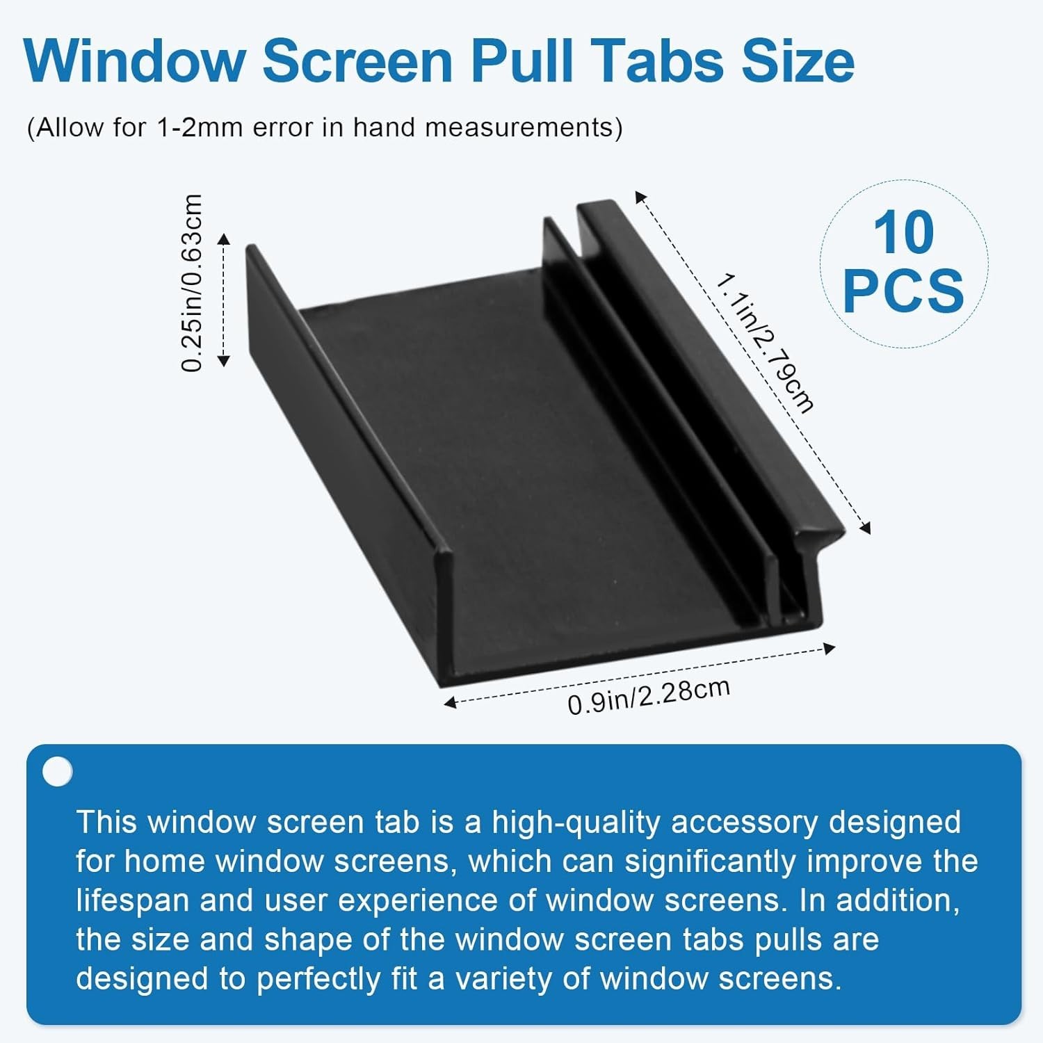 10 Pack Window Screen Pull Tabs, Lift Tabs Replacement Black