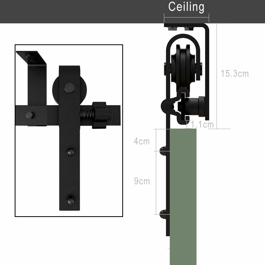 CCJH 4-20FT Ceiling Mount Sliding Barn Door Hardware Track Roller Kit Closet
