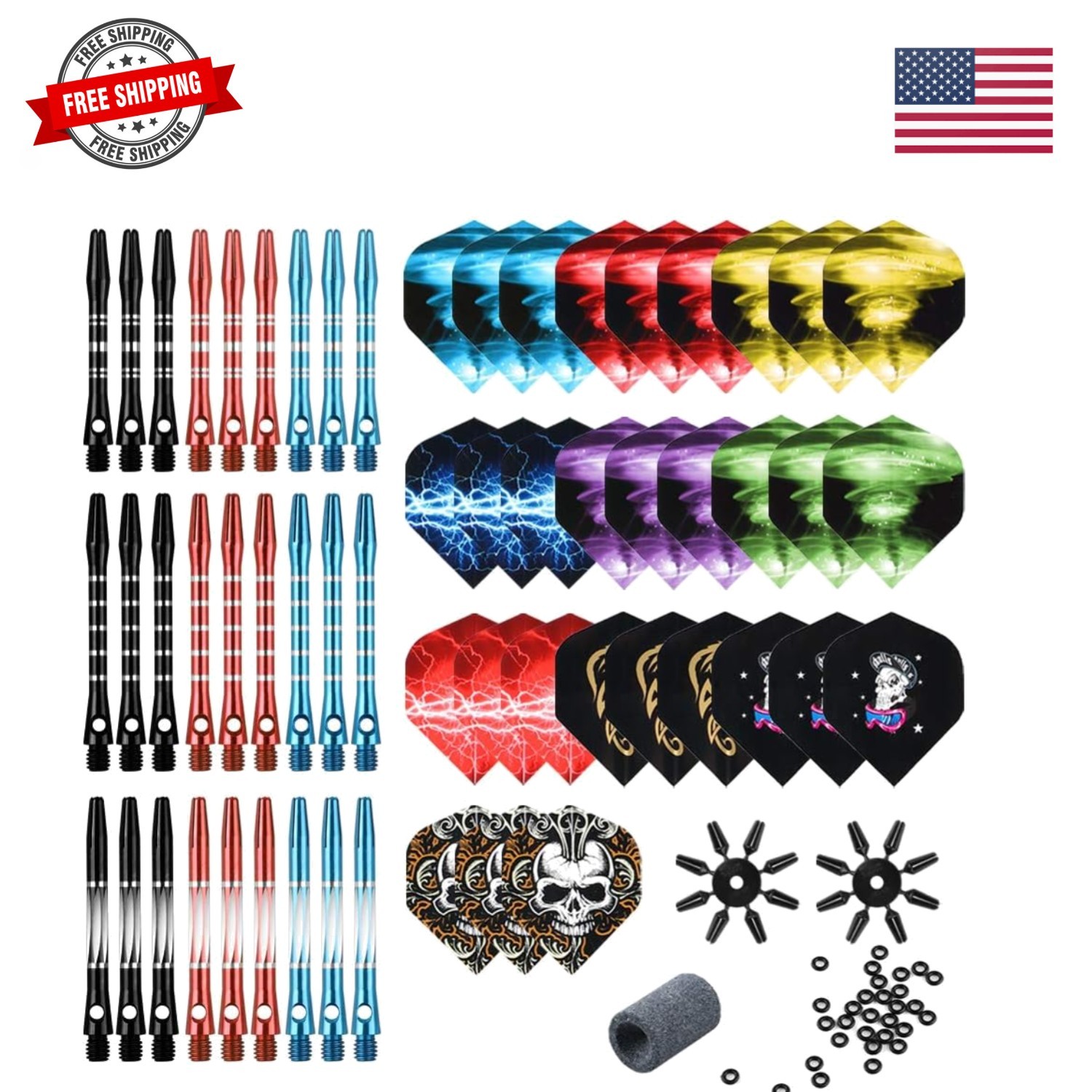 Dart Accessories Kit Including Aluminum Dart shafts,Dart Flights, Flight Save...