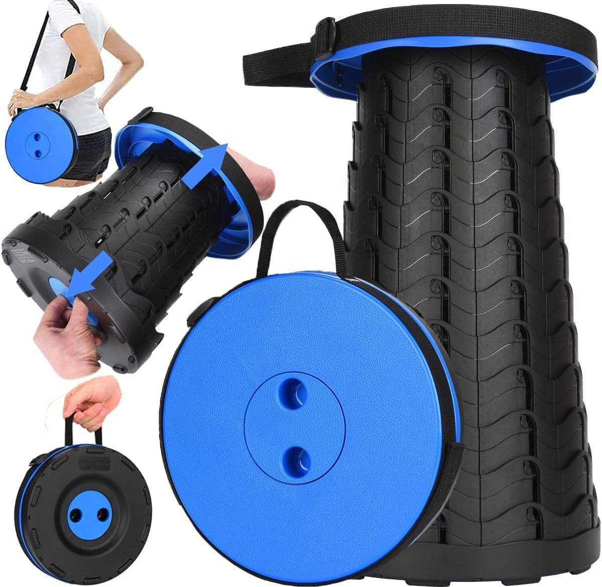 Upgraded Collapsible Stool, 400Lbs Max Weight, Lightweight but Sturdy, Portable