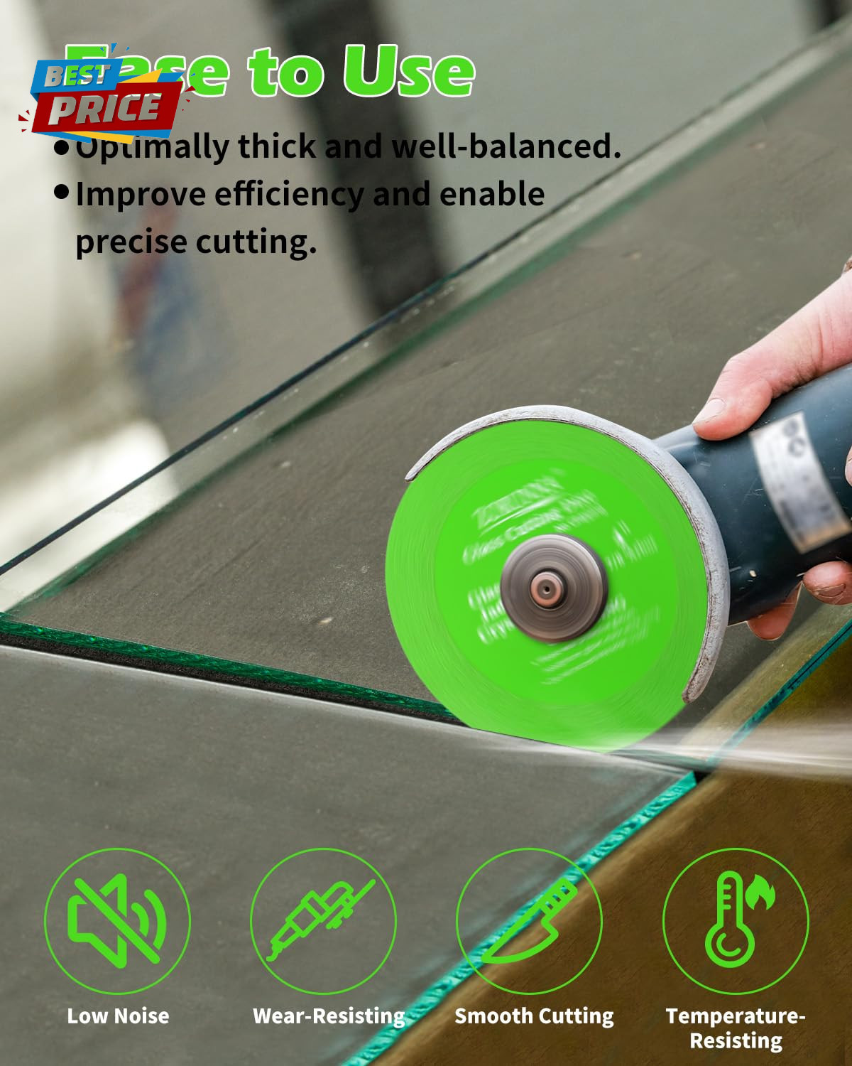 5 Pack Glass Cutting Disc for Angle Grinder, 4" X 7/8" Tile Cutter Blade, Ultra-