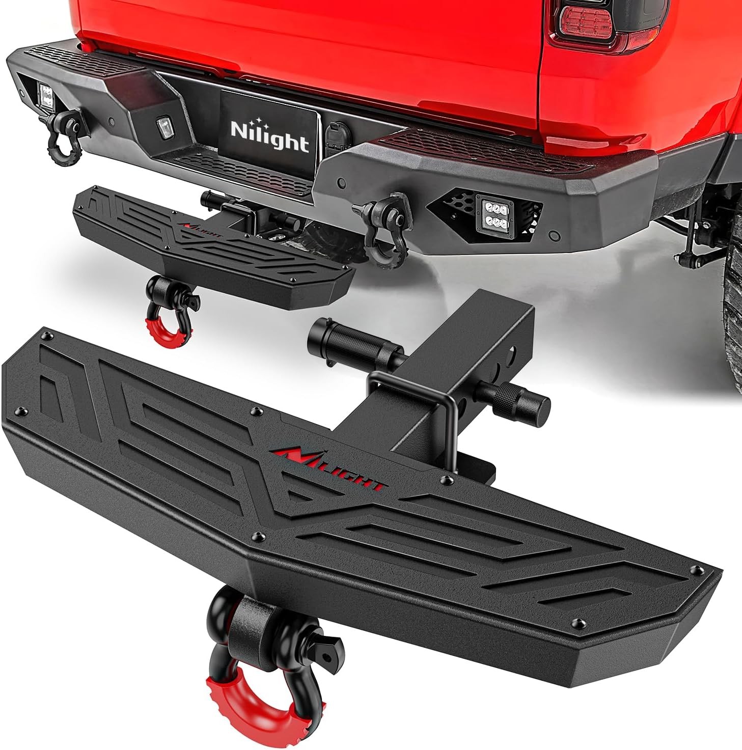Nilight Hitch Step 2 Inch Receiver Universal Trailer Hitch Step D-Ring Shackle