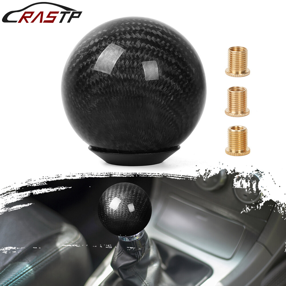 Round Ball Shape Black Carbon Fiber Universal Car Gear Shift Knob Shifter Lever