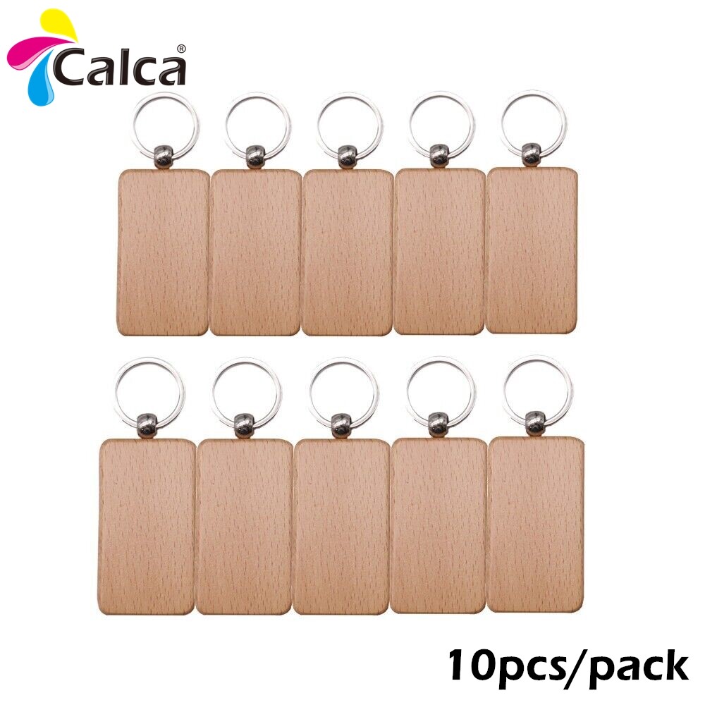 10 pcs/pack Rectangle Blank Wood Keychain Diy Custom Wood Key Chains Key Tags