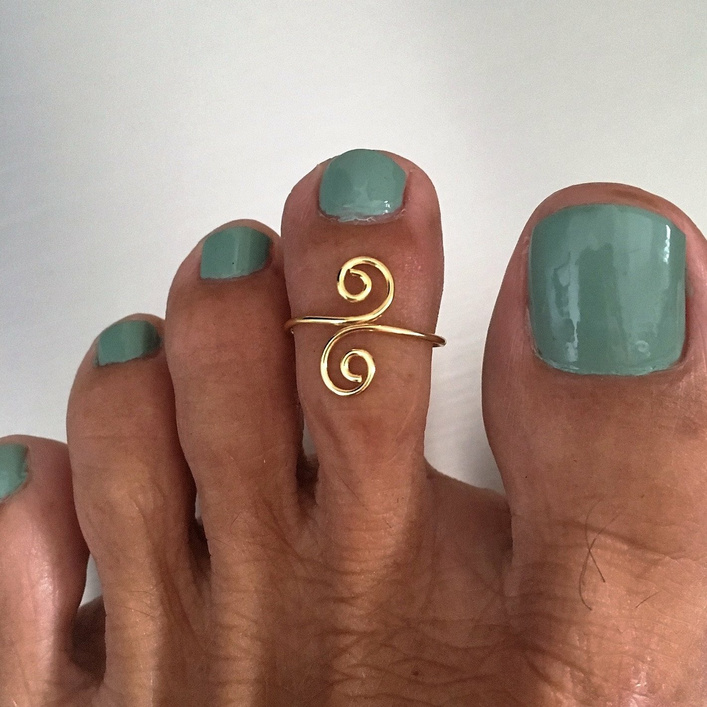 Gold Over Sterling Silver Delicate Wire Swirl Toe Ring, Silver Rings, Gold Ring