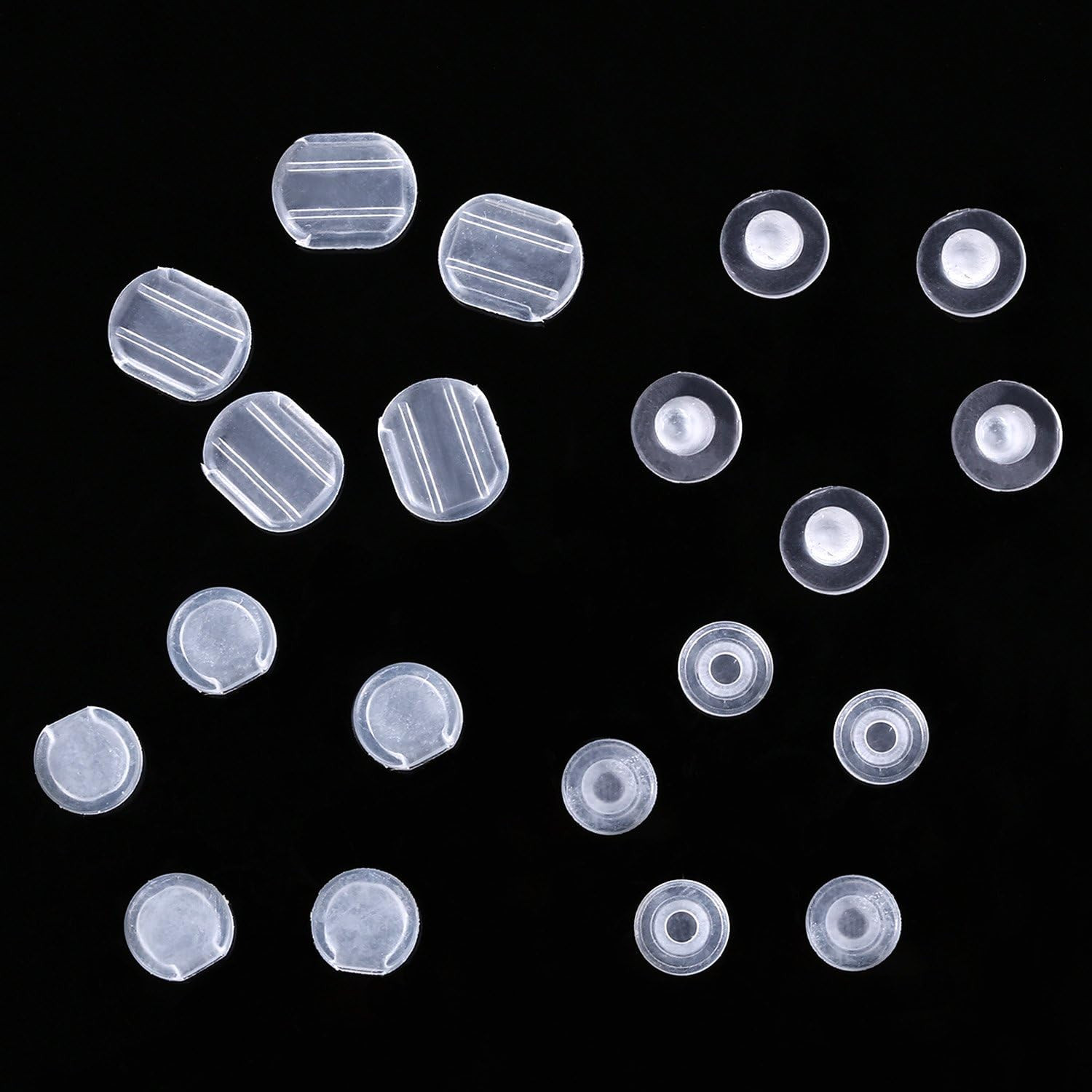 Maxdot 100 Pieces 4 Size Earring Back Pads Clear Silicone Comfort Earring Cushio
