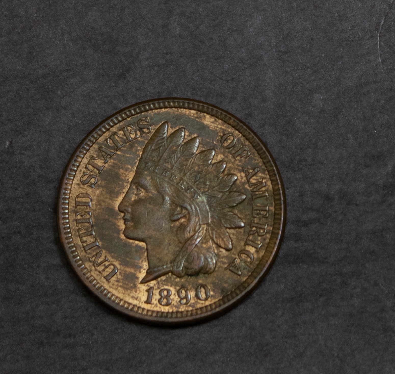 1890  Indian Cent Choice BU Red Brown Lot 5504