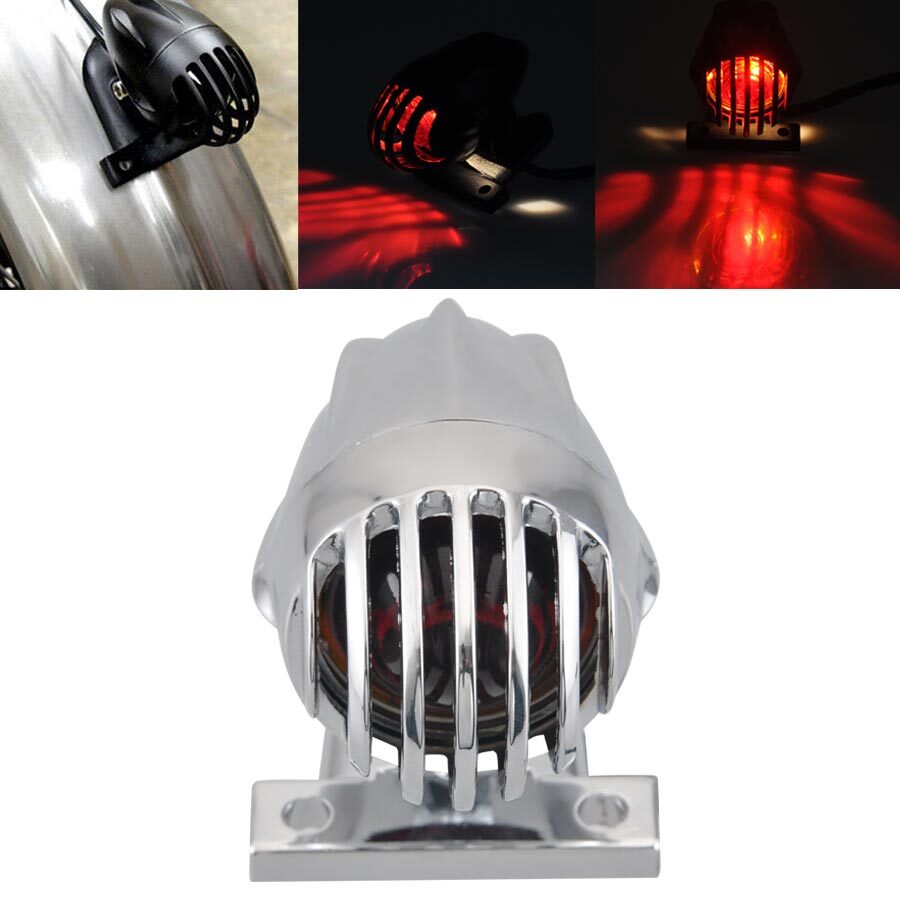 Universal Rear License Plate Mount Grill Tail Brake Light fit for Harley Suzuki