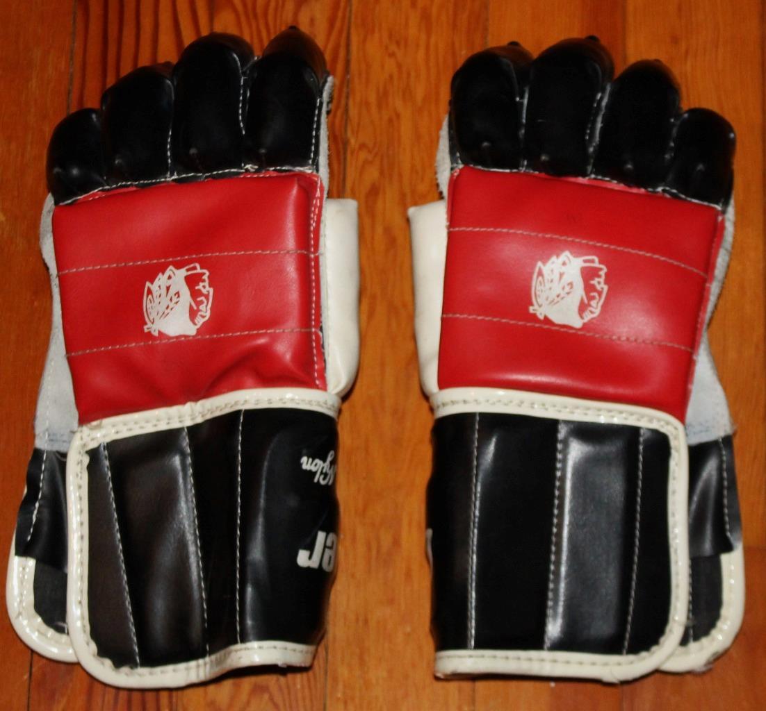 Vintage 1960's Cooper Chicago Blackhawks Branded Youth Hockey Gloves!