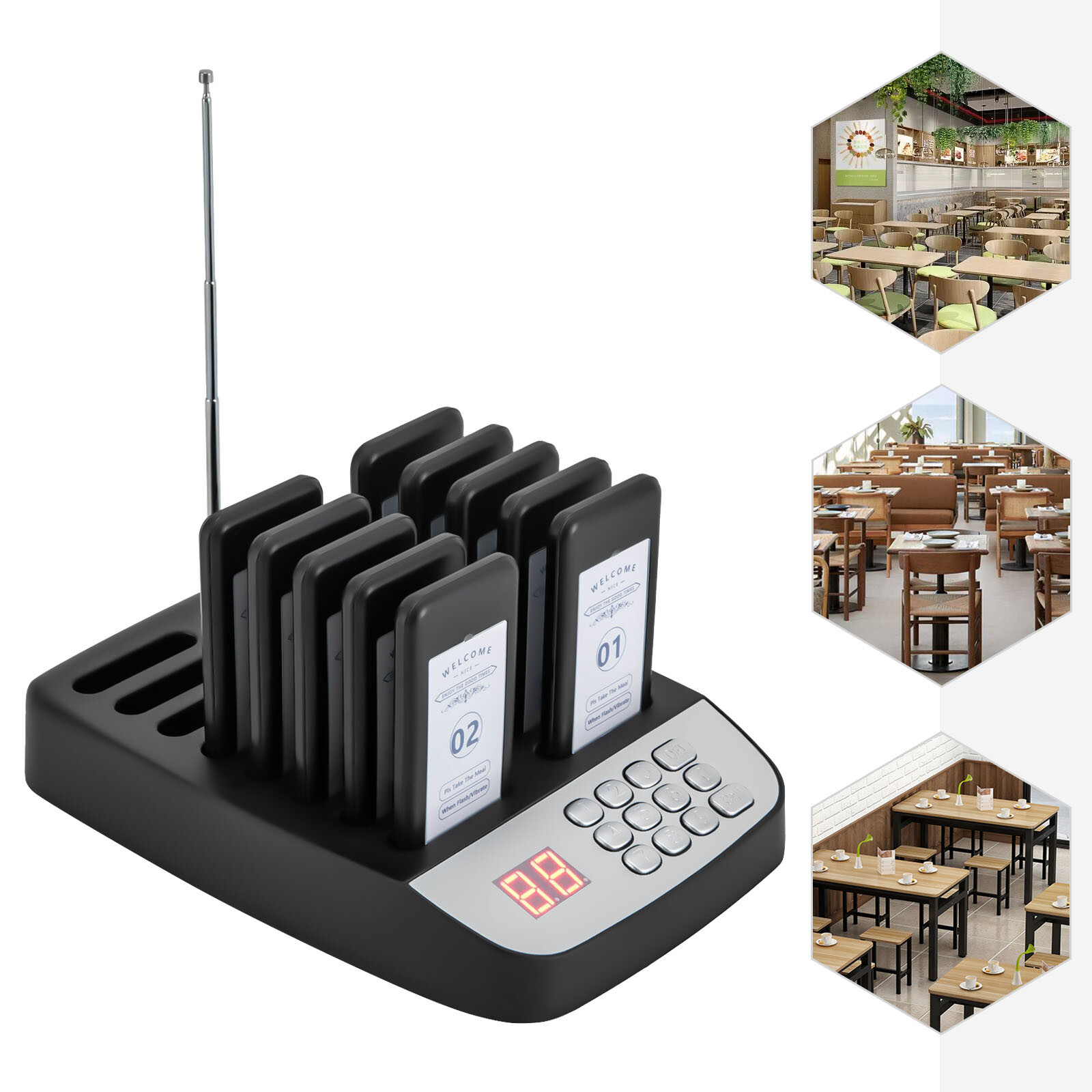 Restaurant Pager System 10 Beepers Wireless Guest Paging Queuing Calling Pager
