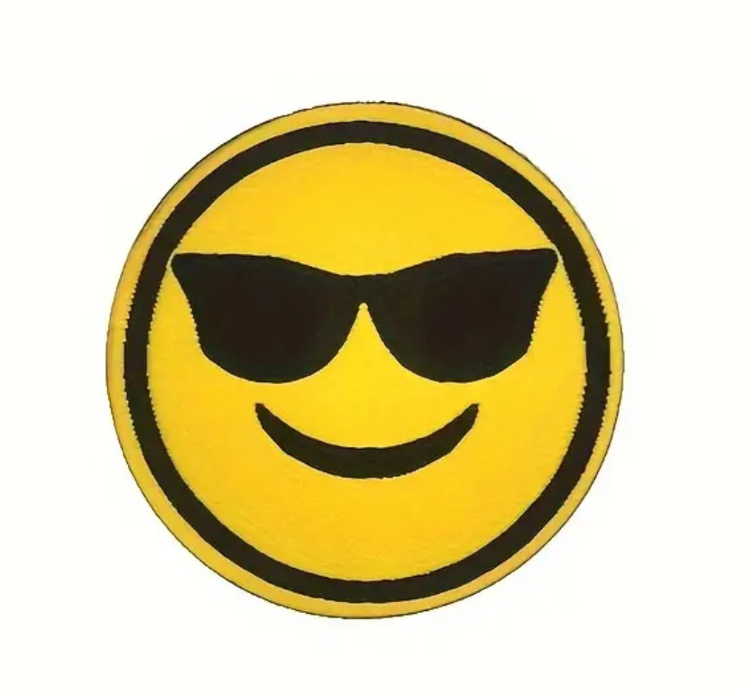 EMOJI - YELLOW FACE with SUNGLASSES - Embroidered Iron On/Sew-On Patch