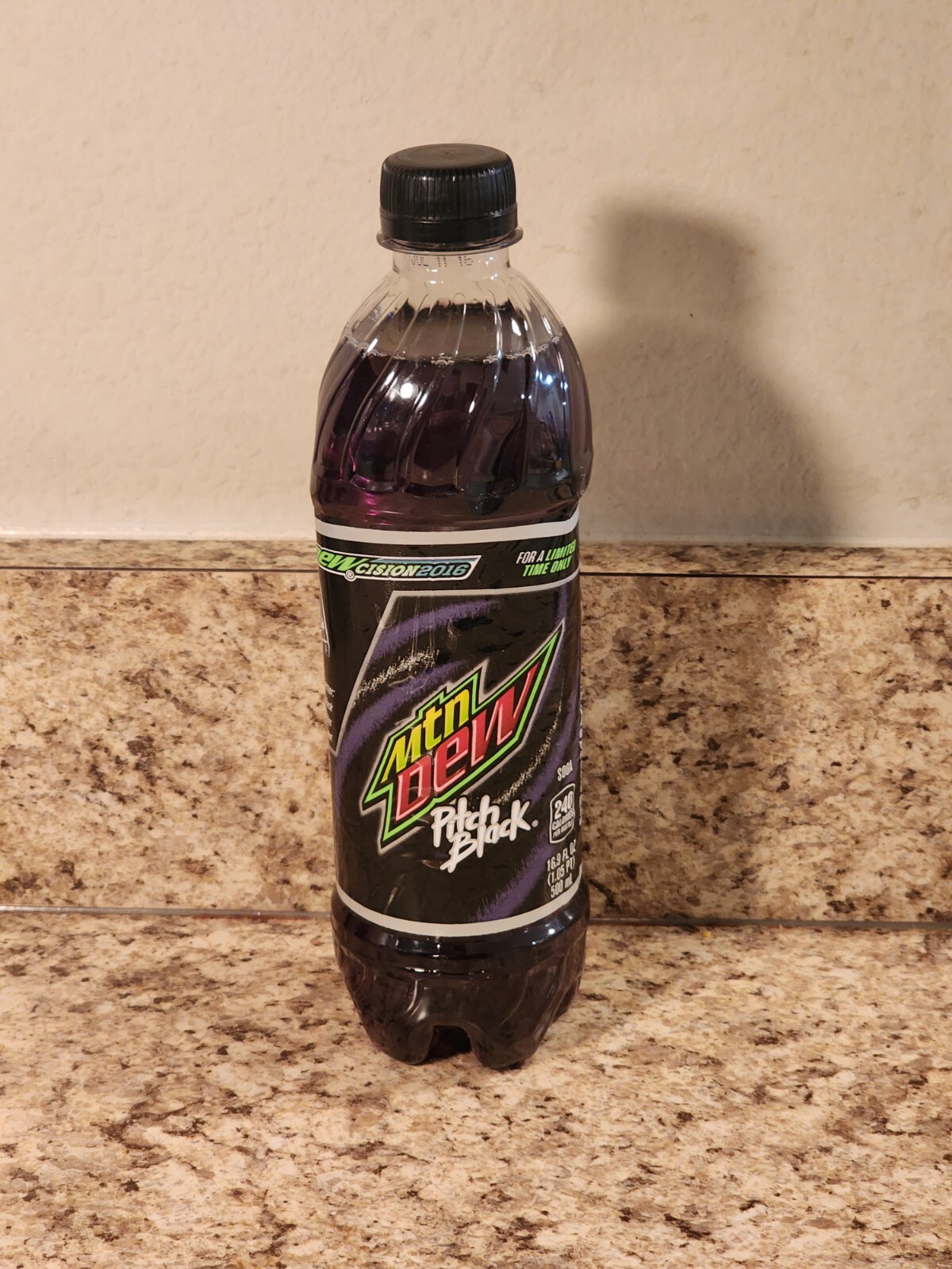 Mountain Dew Pitch Black Full 16.9oz Bottle Dewcision (2016)