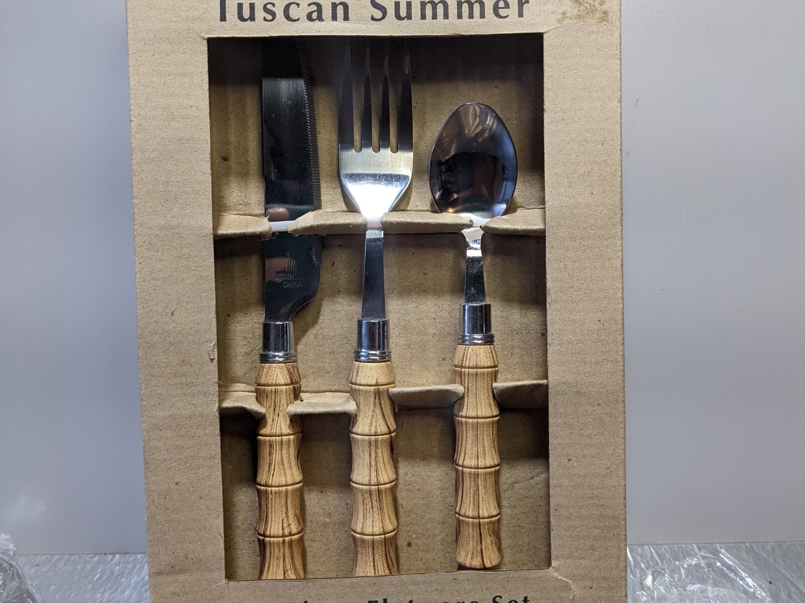 Vintage Dayton Hudson Tuscan Summer 11-Piece Flatware Set Wood Stainless Steel
