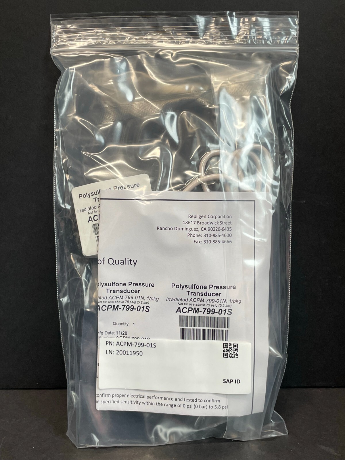 Repligen Pressure Transducer Polysulfone Sterile 2 Transducers