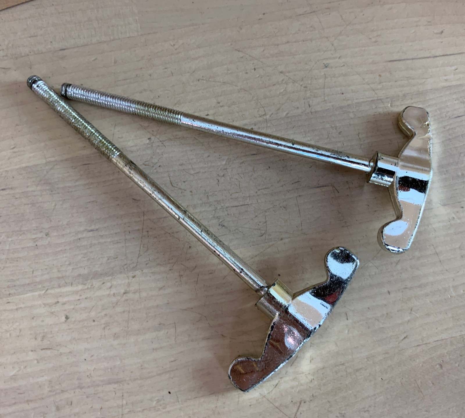 Lot of 2x 5mm-0.8 Bass Kick Drum TENSION T-ROD Handle Part Nickel Import Generic