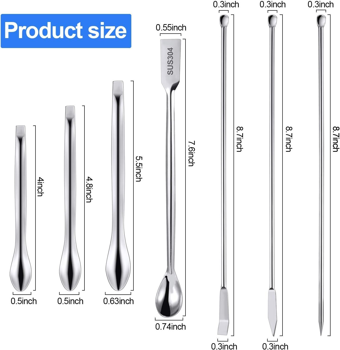 22 Piece Stainless Steel Lab Spatula Micro Scoop Set Laboratory Sampling Spoons