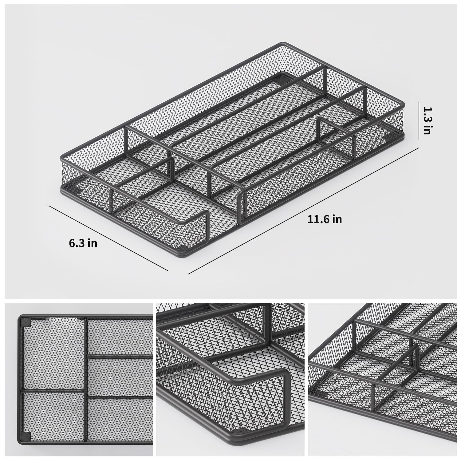 Black Desk Drawer Organizer Tray Office Workspace Storage Box For Tools