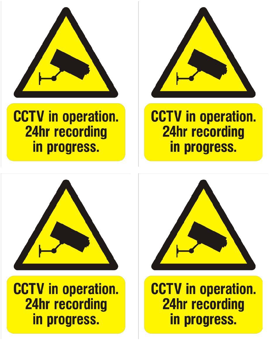 CCTV Camera warning sticker sign X 4 10cmx8cm self adhesive video recording