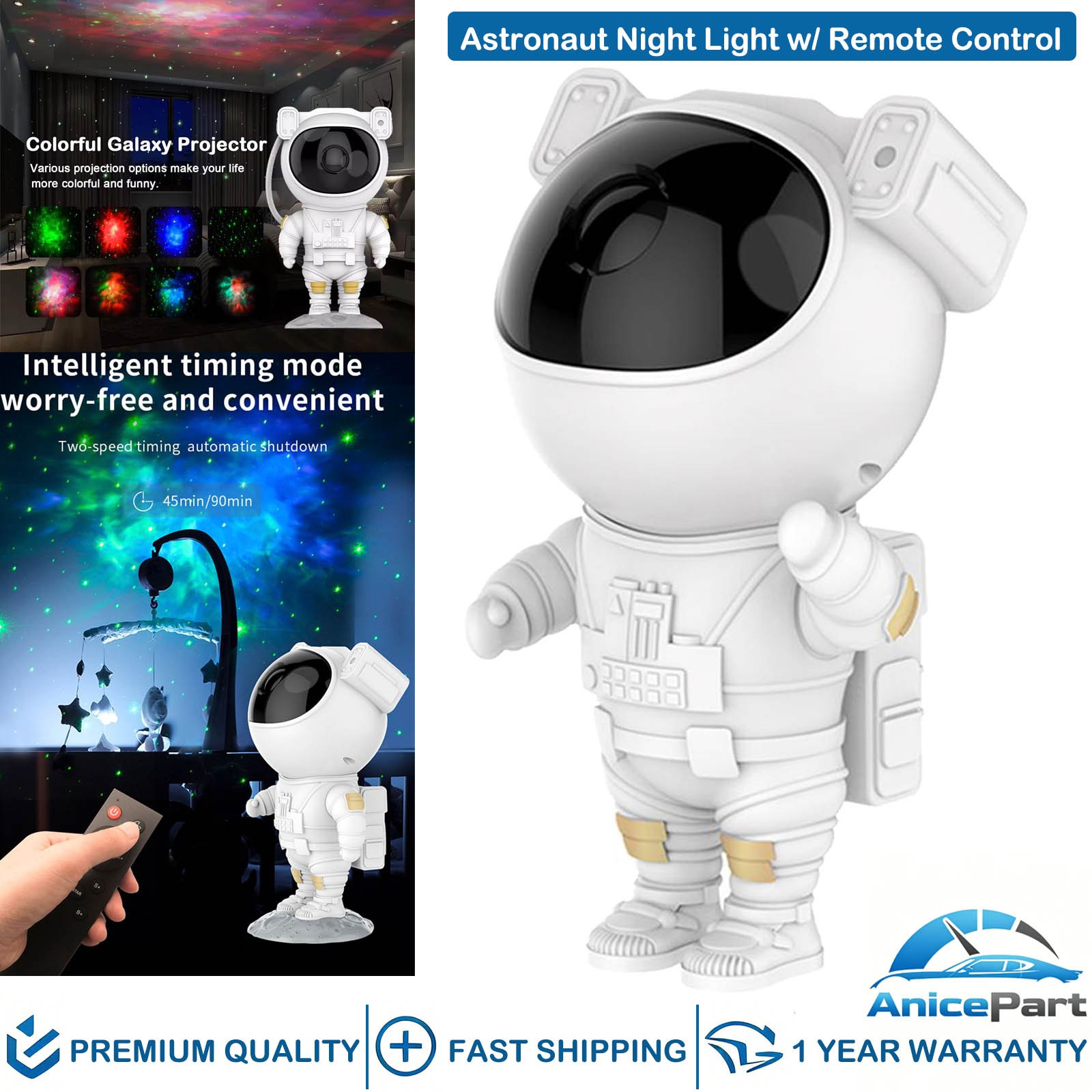 Astronaut Night Light Lamp Starry Galaxy Projector Space Nebula Star with Remote