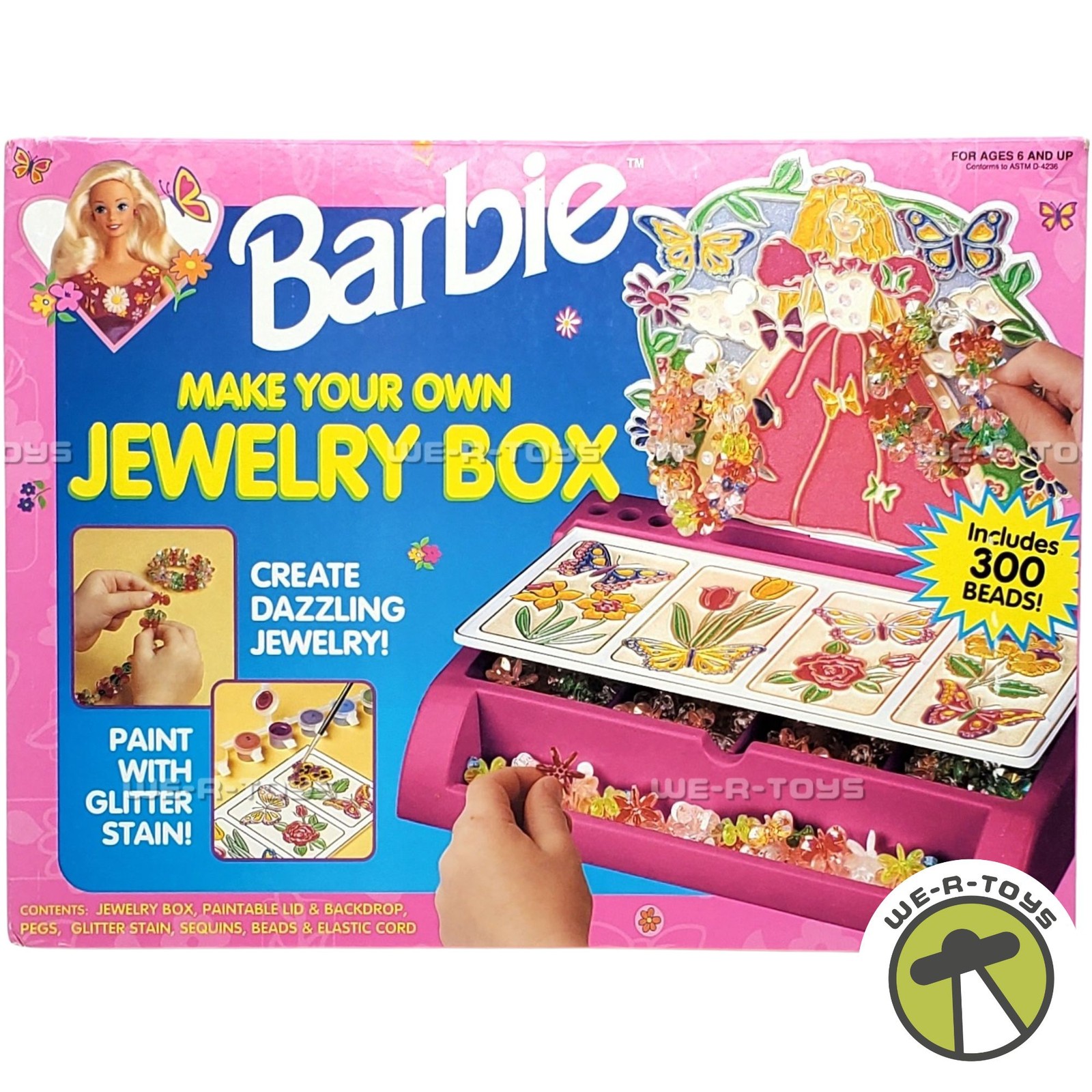 Barbie Make Your Own Jewelry Box and Jewlery Includes 300 Beads 1995 Craft House
