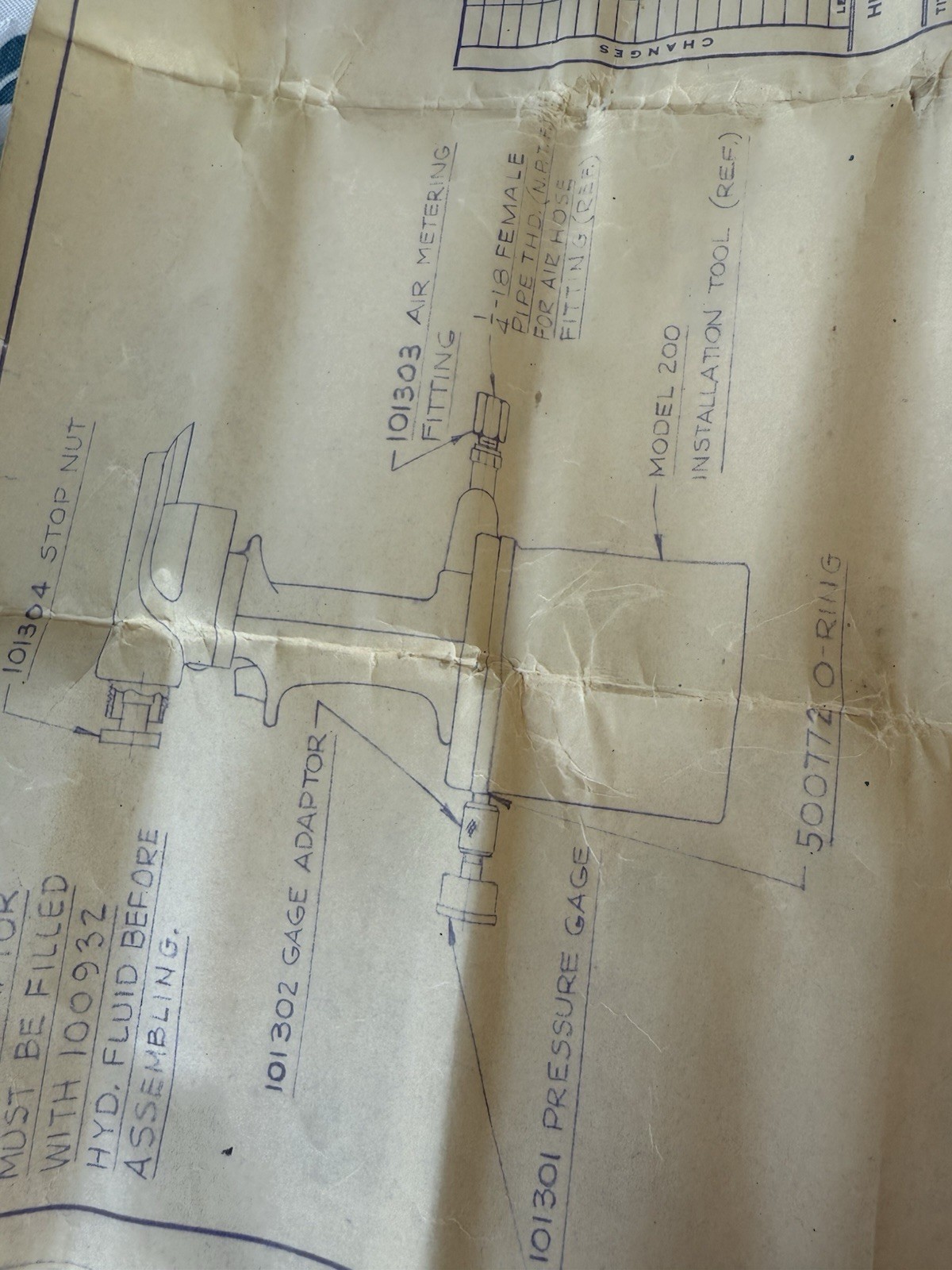 Huck Model Number 101300 for Huck 200 shift valve setting