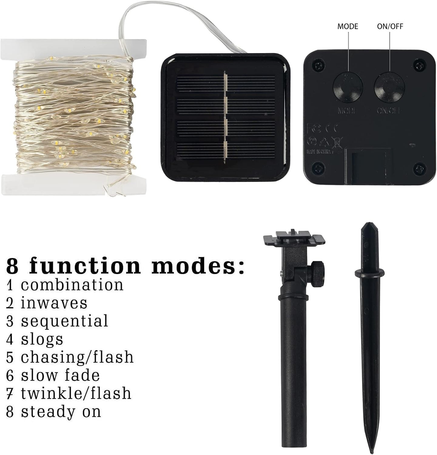 2 Pack Solar String Lights Outdoor, Total 80FT 240LED Solar Powered Waterproo...