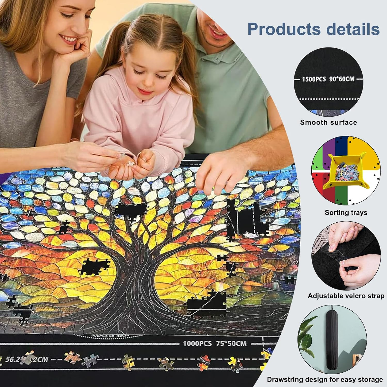 Puzzle Mat Rollup for Jigsaw Puzzles Storage Matt Roll up Puzzle Board Saver wit