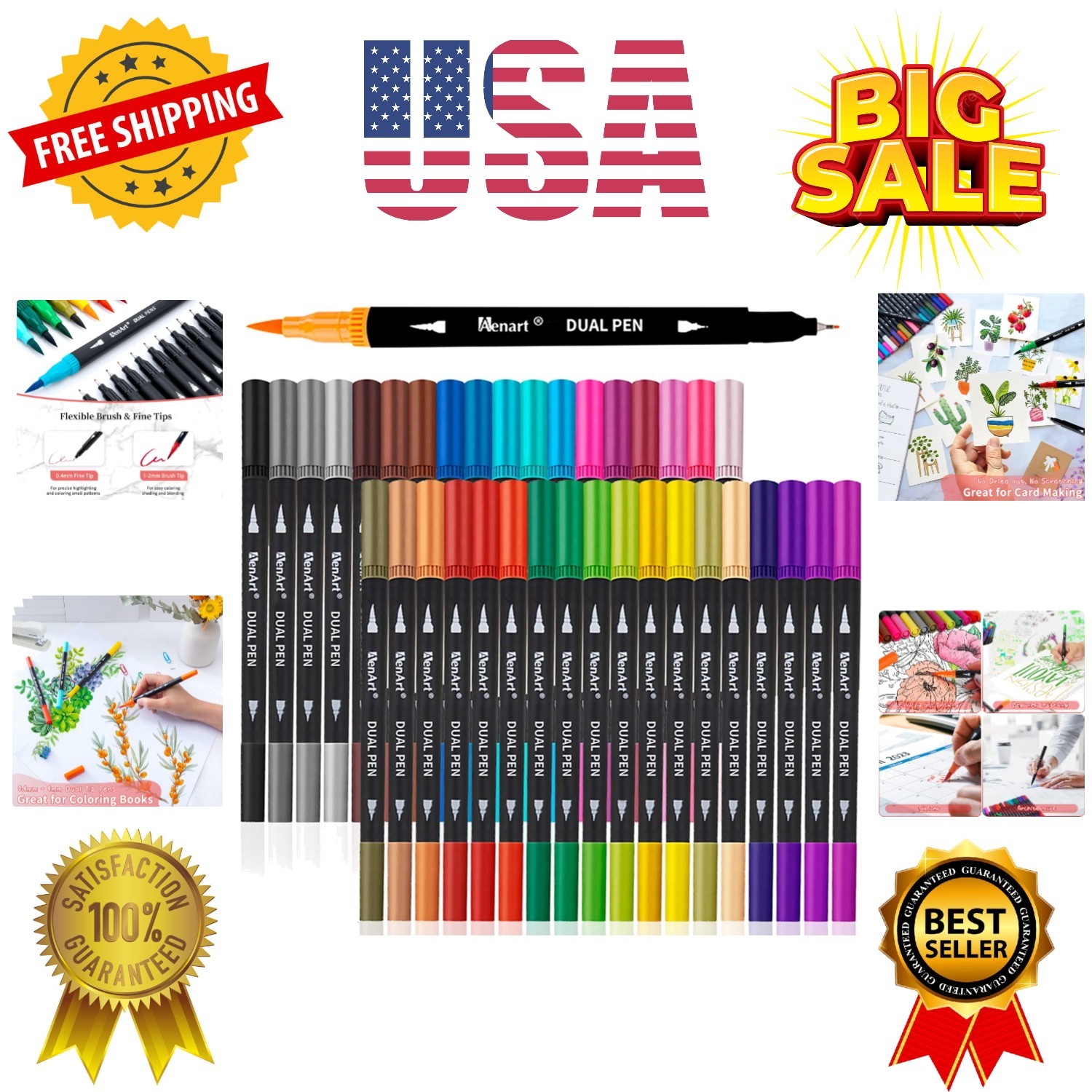 Dual Markers Brush Pens Stocking Stuffers, 36 Art Markers Christmas Gifts for...